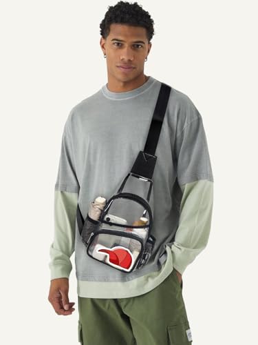 Clear Stadium Bag with Water Bottle Holder | Crossbody Sling Purse 12x6x12