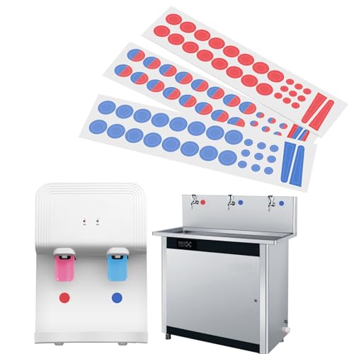 Pack of 3 Faucet Sticker Round Diameter 1cm/8mm/3mm Triangular 5x32mm Suitable for Faucets Home Bathroom Kitchen Hotel Self Stick Hot/Cold Water Label Red and Blue
