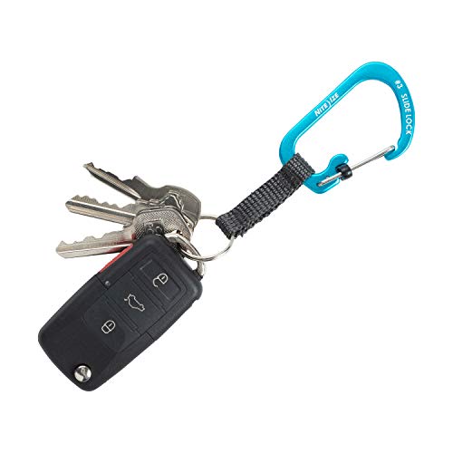 Locking Carabiner Key Chain with Webbing - Blue