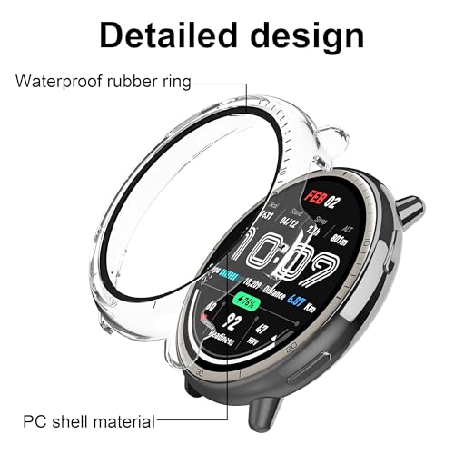 Amazfit Active 2 Case with Tempered Glass Protector - Clear 3
