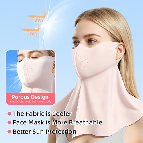 UPF 50+ Sun Protection Face Mask with Neck Coverage - Pink