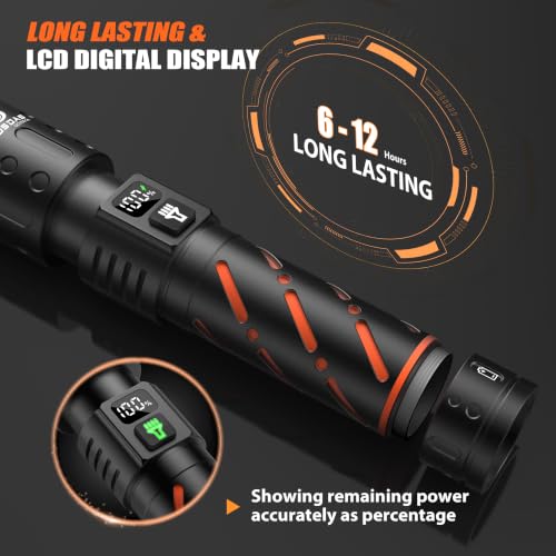 Gosdas USB C Rechargeable Flashlight 100,000 Lumens, Medium Size, 5.75” Long
