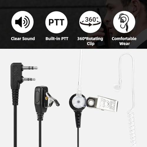 BAOFENG Walkie Talkies Earpiece with Mic,Comfortable Acoustic Tube(2