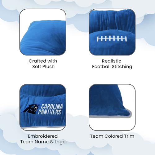 NFL Pet Bed - Carolina Panthers Soft Plush Pillow Bed - 20 x 30 x 4 Inches