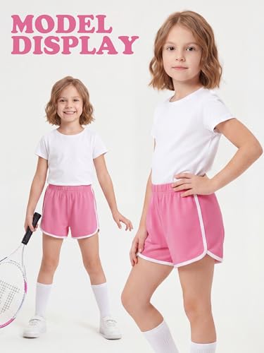 Poroka Girls' Cotton Athletic Shorts 6-Pack Toddler Summer Sports Casual Wear