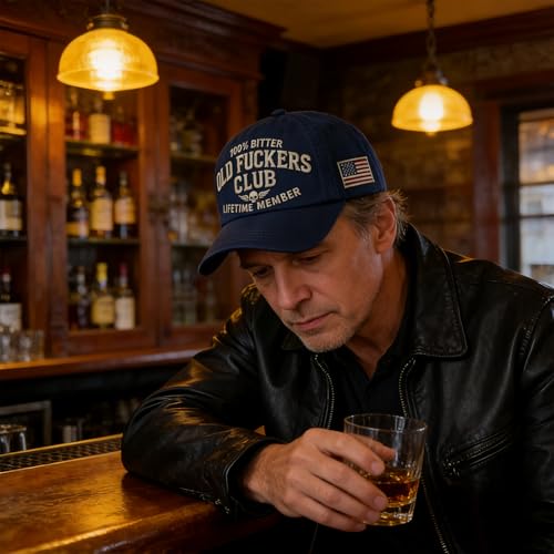 Distressed Vintage Baseball Cap - Old Fuckers Club - Blue