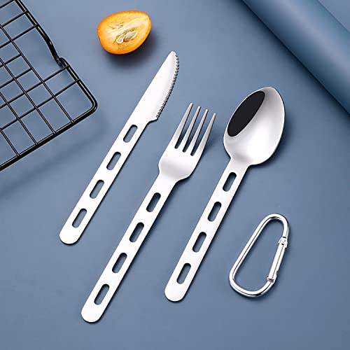 Ultralight Stainless Steel Camping Flatware Set - Silver