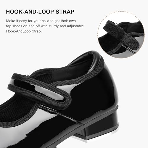 Tap Shoes for Toddler Girls - Black - PU Non-Slip Dance Shoes