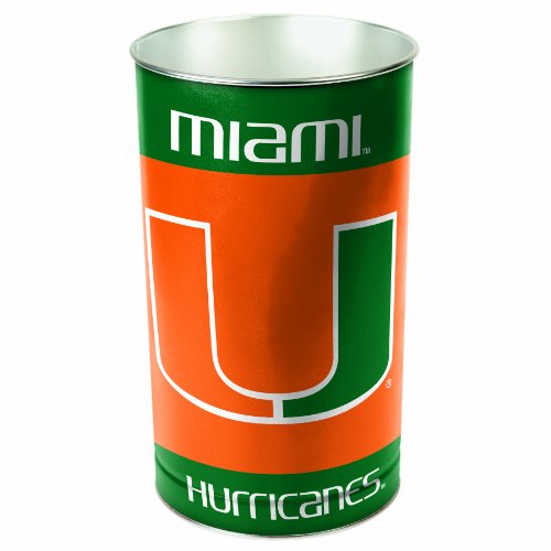 Miami Hurricanes Metal Wastebasket - 15 Inches Tall