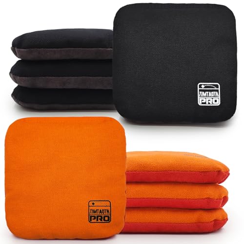 Professional Cornhole Bags Set of 8 - Slick & Sticky, Black & Orange