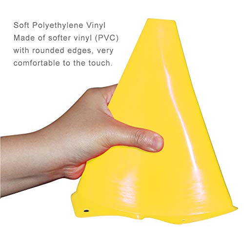 9 Inch Training Traffic Cones - Set of 10/12/24 for Sports Drills
