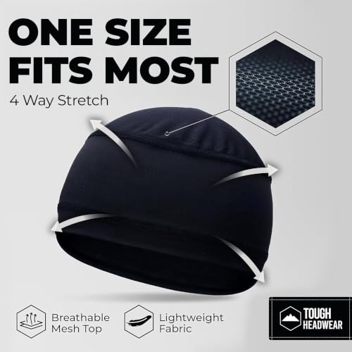 Cooling Skull Cap - Moisture-Wicking Helmet Liner - Black, One Size