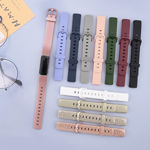 Amzpas 4-Pack Fitbit Luxe Replacement Silicone Bands Small Gold Rose Red Navy Blue