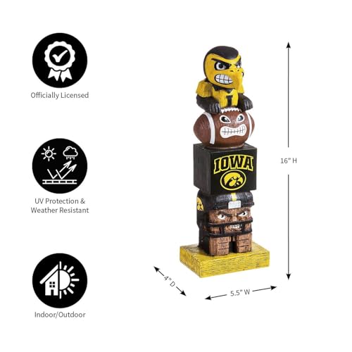 Iowa Hawkeyes Tiki Team Totem Garden Statue - 16" Tall