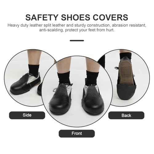 Guard Steel Toe Covers: Heavy Duty Leather Overshoes for Work Boots with Adjustable Strap (Size 5-12 US)