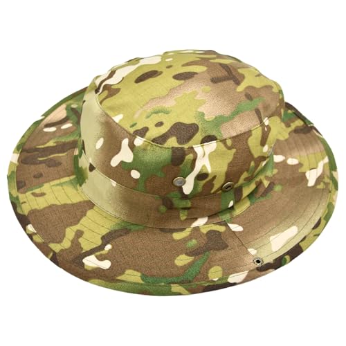 UPF 50+ Foldable Safari Bucket Hat for Men and Women - Green Camo