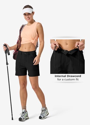 Willit Women's Quick Dry Water-Resistant Hiking Shorts with Pockets - Black, 5" | Travel & Golf Casual Wear