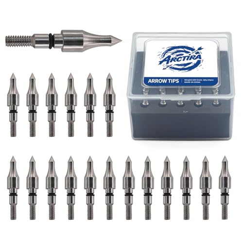 ARCTIRA 100 Grain Silver Gray Archery Arrow Tips - Pack of 25 for Recurve & Compound Bows