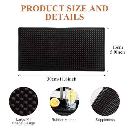 8 PCS 12" x 6" Rubber Bar Mats, Non-Slip Bar Service Spill Mat, PVC Bar Service Mat, Restaurant Kitchen Counter Bar Pad for Counter Top, Cafe, Bars, Kitchen, Restaurant, Hotel