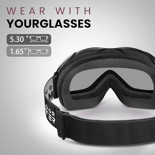 OTG Ski Goggles - Anti-Fog, UV400 Protection, Helmet Compatible, 5.30 x 1.65 inches
