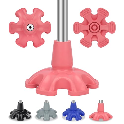 Self-Standing Cane Tip - 6 Prong Rubber Base for 3/4" Canes - Pink