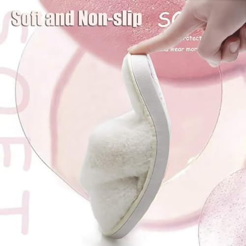 LightFun 4-5 Kid Beige Fuzzy Fur Slippers Open Toe Cross Band Flip Flops for Girls – Indoor/Outdoor