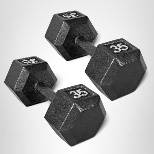 CAP 45 LB Cast Iron Hex Dumbbell Hand Weight - Pair | Black