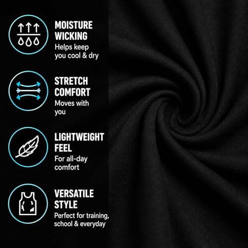 Girls Performance Short Sleeve Athletic Crewneck T-Shirt - Black, Size 7