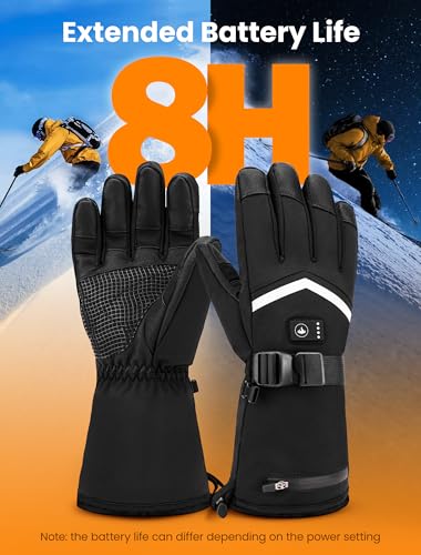 AMZYXH X-Large Rechargeable Heated Waterproof Gloves for Men & Women Winter Outdoor Activities