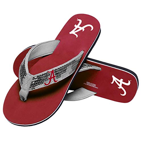 NCAA Team Logo Sequin Strap Flip Flops - Alabama Crimson Tide 11-12