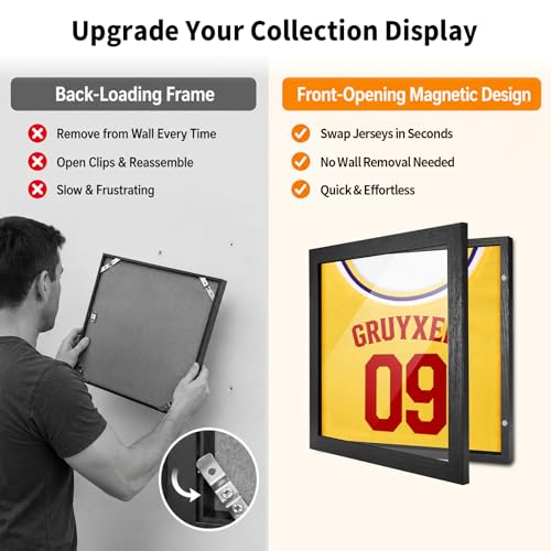 Black 2 Pack Magnetic Front-Opening Jersey Display Case 13.2x13.2"