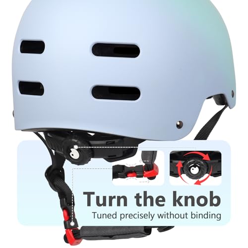 OUWOER Gradient Cyan Blue Bicycle & Skateboard Helmet, Medium 55-58cm
