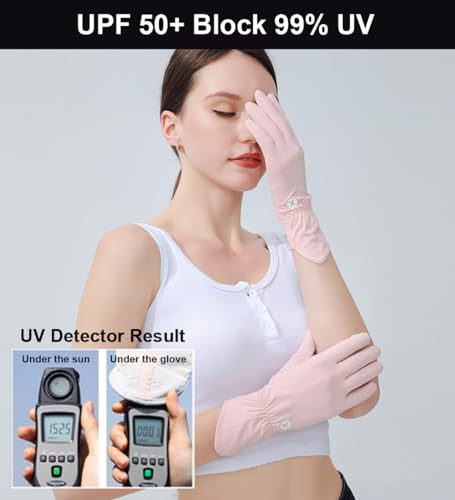 UV Protection Full Finger Gloves for Women - White