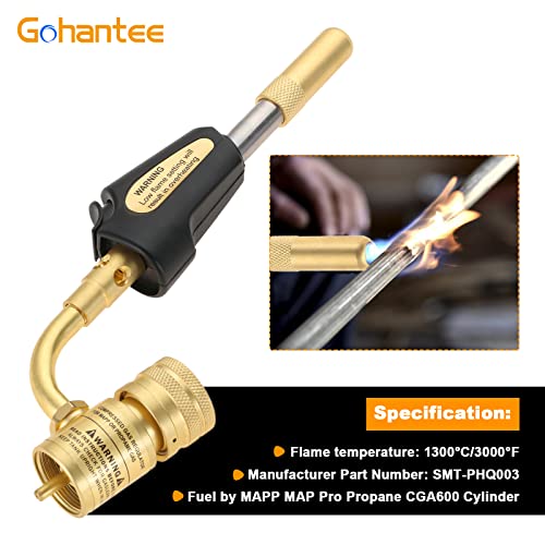 gohantee Propane MAPP Gas Turbo Torch Tips with Self Ignition Trigger Adjustable Regulator Torch Compatible with MAPP MAP Pro Propane CGA600 Cylinder for Welding, HVAC, Brazing, Barbecue or Plumbing
