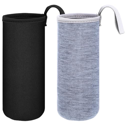 Neoprene Water Bottle Sleeve Carrier - Black & Grey, 2 Pieces
