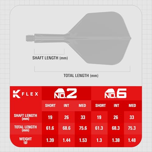 K-Flex Integrated Dart Flights & Shafts - Medium Black, 3-Pack