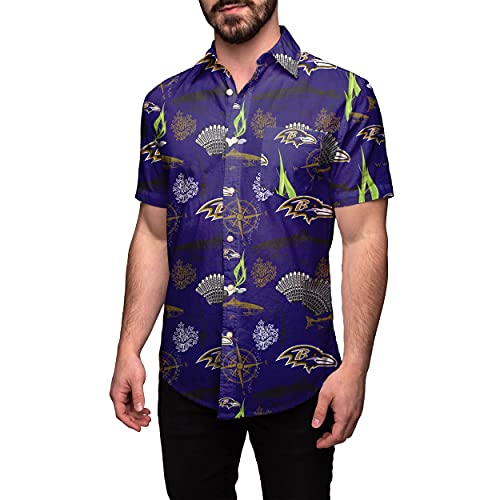 Men's NFL Baltimore Ravens Floral Aloha Button-Up Shirt - XX-Large
