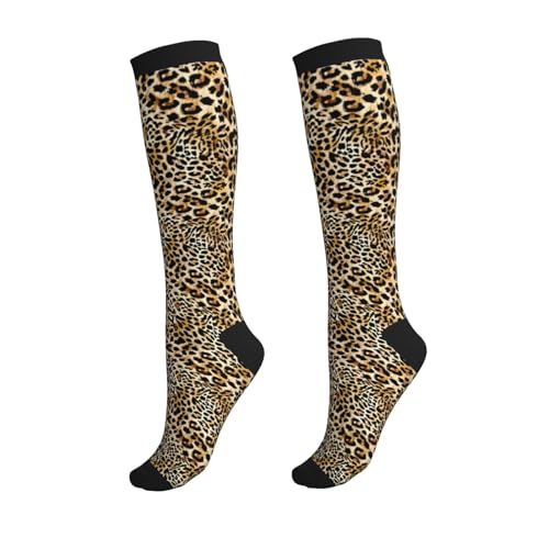 Wyayazh Leopard Print Crazy Fun Compression Socks - Unisex Knee High Support
