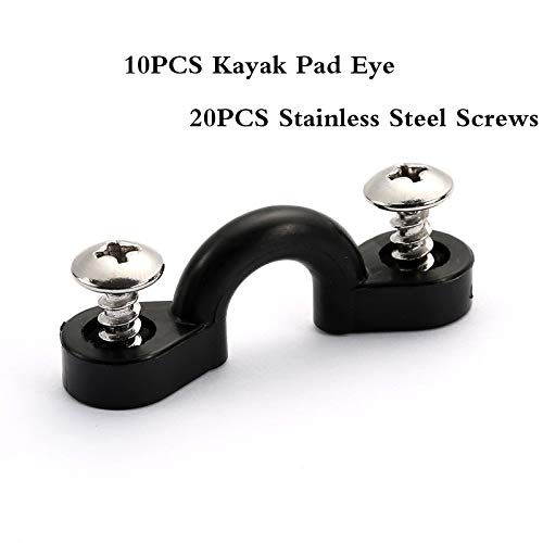 Nylon Bungee Deck Loops Kit - 10PCS Pad Eye with 20 Screws - Black