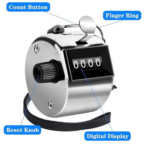 4-Digit Tally Counter Clicker - 2 Pack Metallic