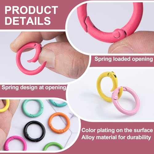 24mm Metal Spring O Rings - Round Colorful Key Ring Clips (24Pcs)