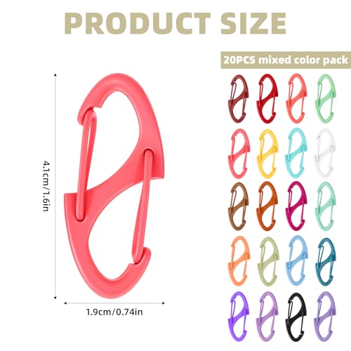 20 Pcs Mini Alloy Carabiner Clips - Dual Opening Keychain Hooks