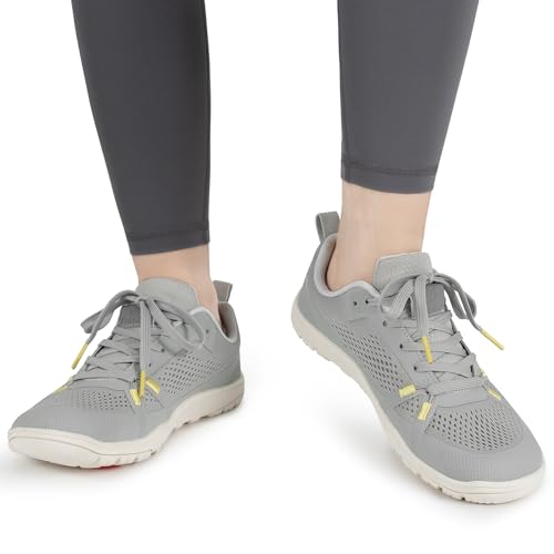 Pulltop Wide Toe Box Barefoot Trail Running Shoes for Women - Size 10, Lt Grey, Zero Drop, Minimalist Crossfit Sneakers