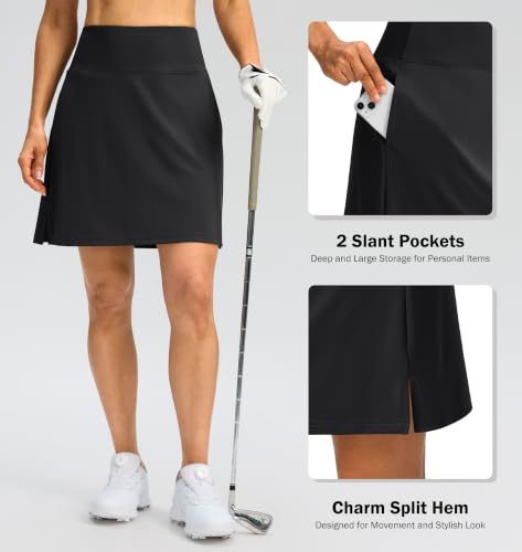 18" High-Waisted Knee-Length Skorts with 3 Pockets for Women