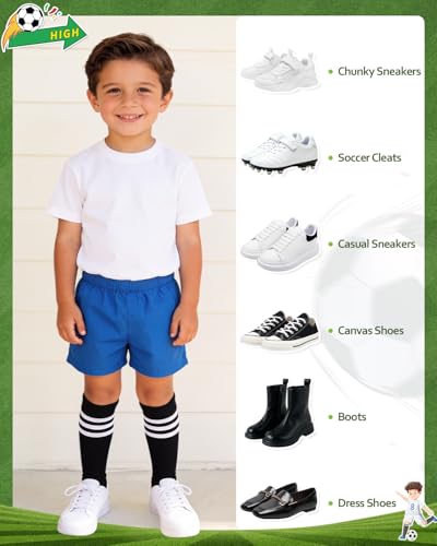 Knee High Soccer Socks for Kids - Black & White / White & Black, 3-6 Years