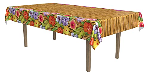 Tropical Luau Table Cover - 54" x 108" Plastic Tablecloth