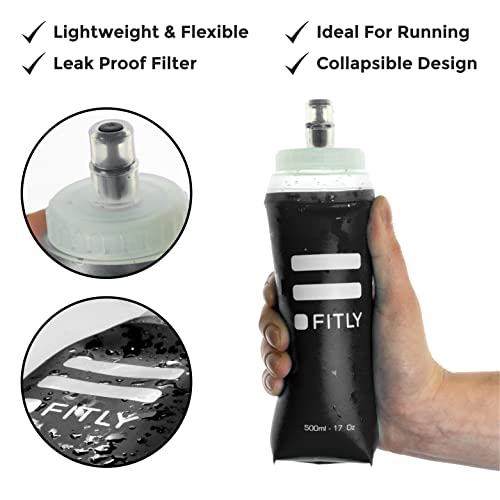 FITLY Soft Flask 17 oz Collapsible Hydration Bottle for Running