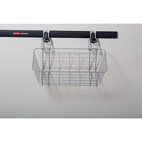 Rubbermaid Garage FastTrack Wire Mesh Basket Wall Mounted Storage System Holds up to 50 pounds Satin Nickel for Tool/Toy/Sports Equipment