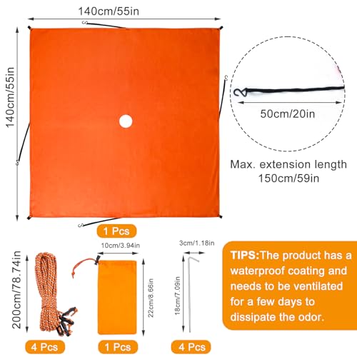58x58 Inch Blaze Orange Safety Hunting Blind Cover Panels - Waterproof Ground Cover