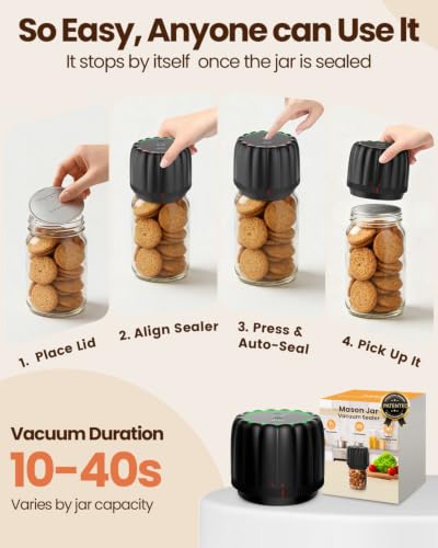 Electric Mason Jar Vacuum Sealer Kit with Wide & Regular Lids
